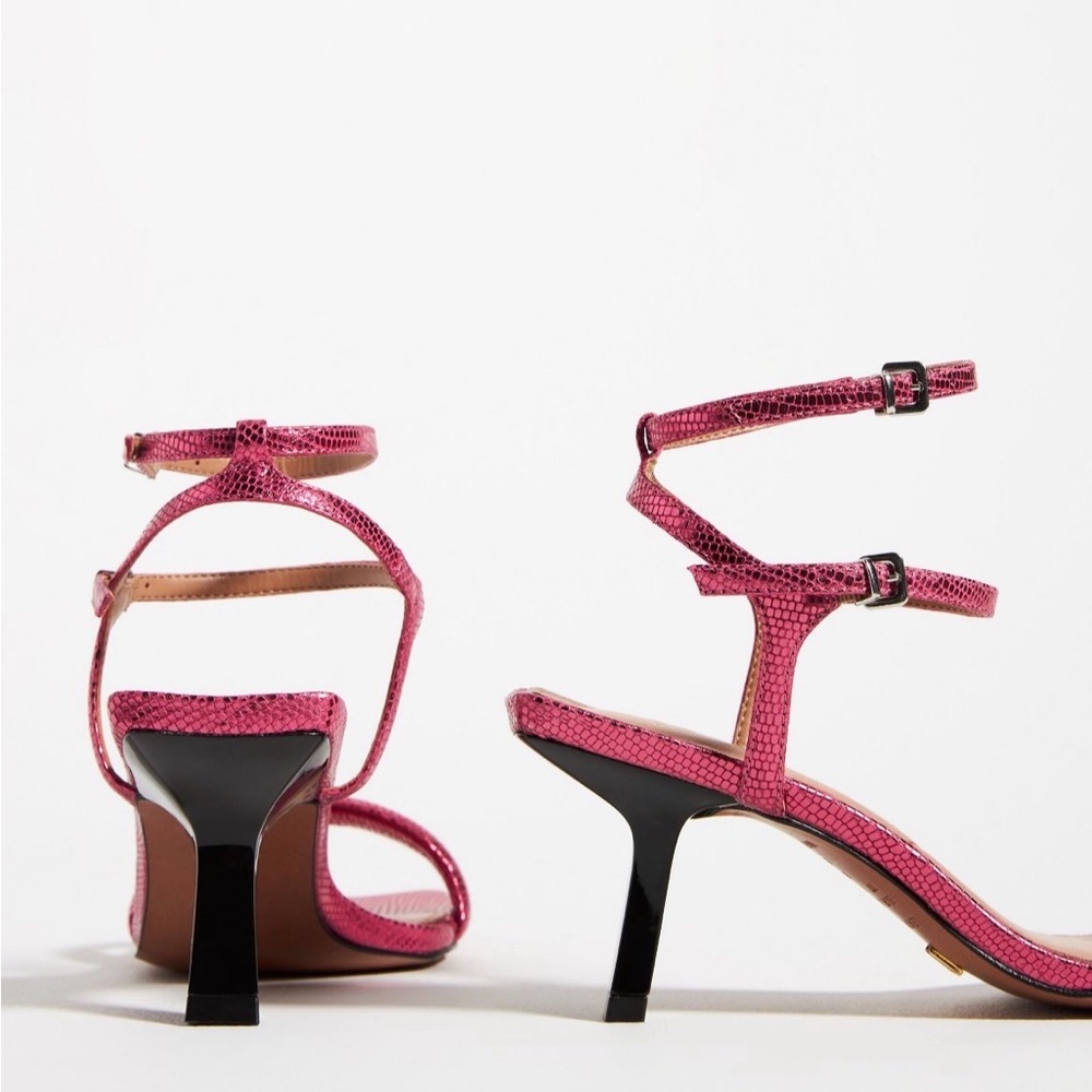 Vicenza for Anthropologie Strappy Metallic heels Pink New sandal size 38EU 7.5US - Picture 3 of 8